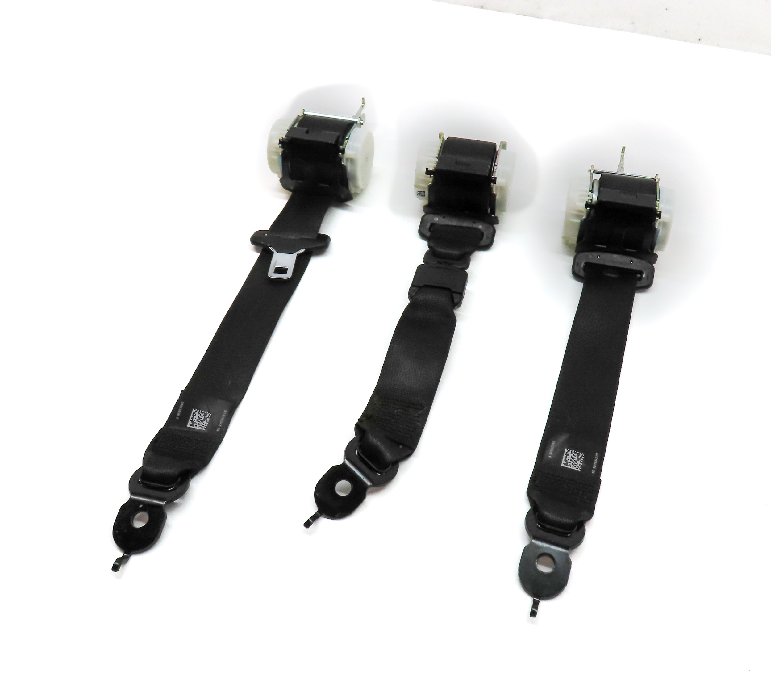 14 BMW 535Xi (F10) REAR LEFT CENTER RIGHT SEAT SEATBELT RETRACTOR SET/3 (BLACK) — exact item pictured